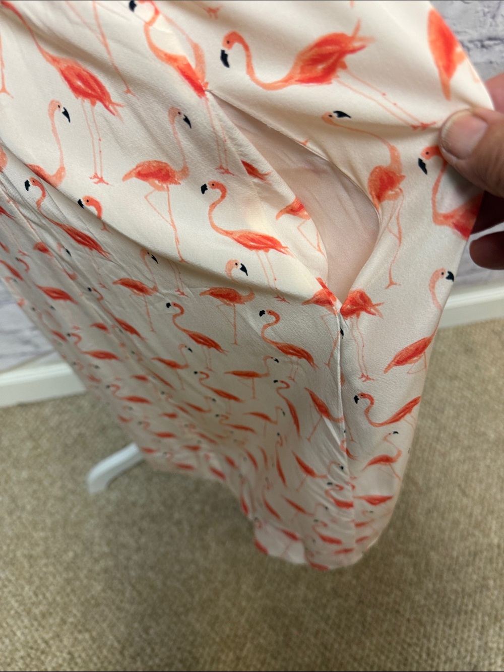 kate spade Cream Midi Dress with Coral Flamingo Print - Picture 7 of 7